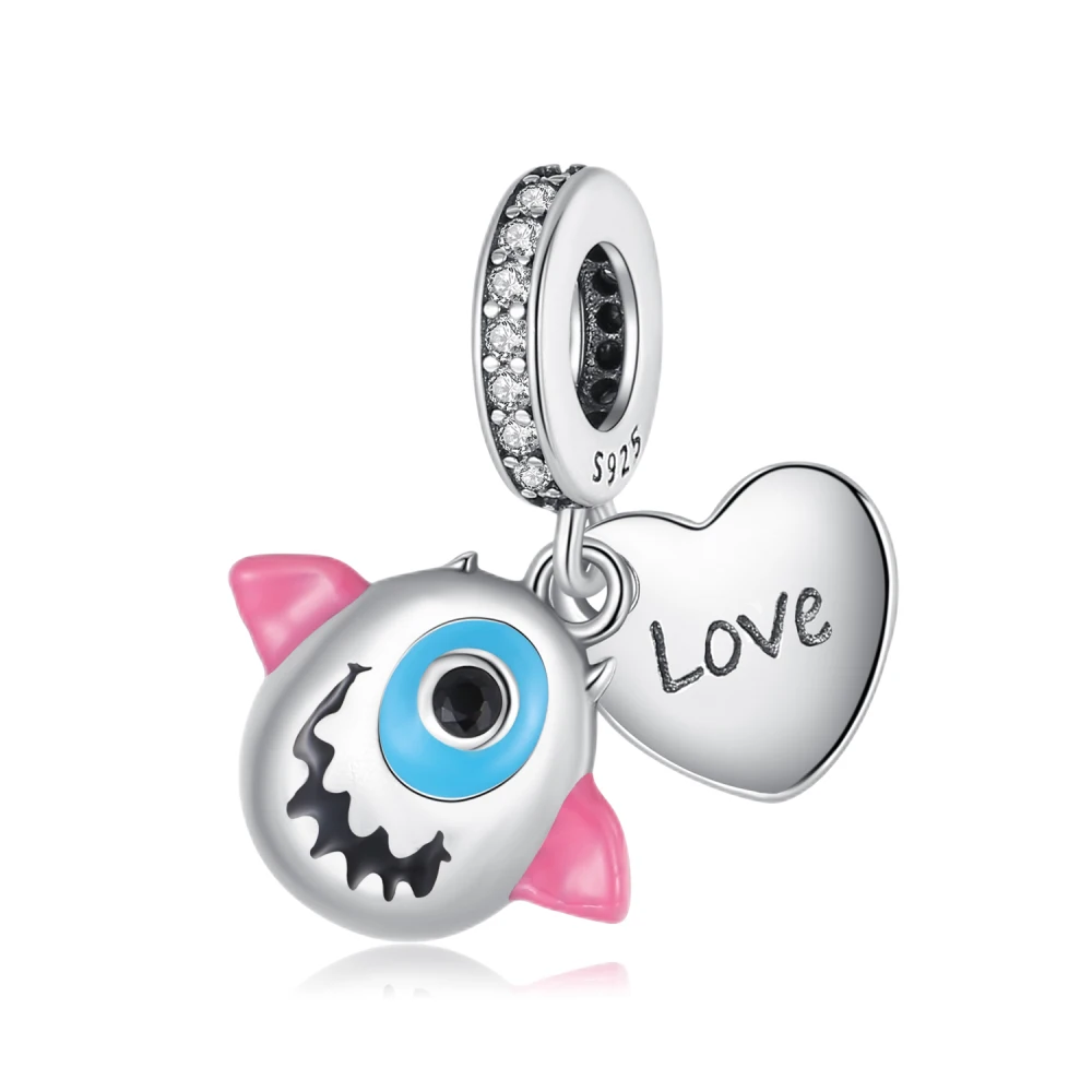 

Ahthen 925 Sterling Silver Beads The Demon with the Big Eyes Charm fit Snake Chain Bracelets Necklaces for Women Jewelry Making