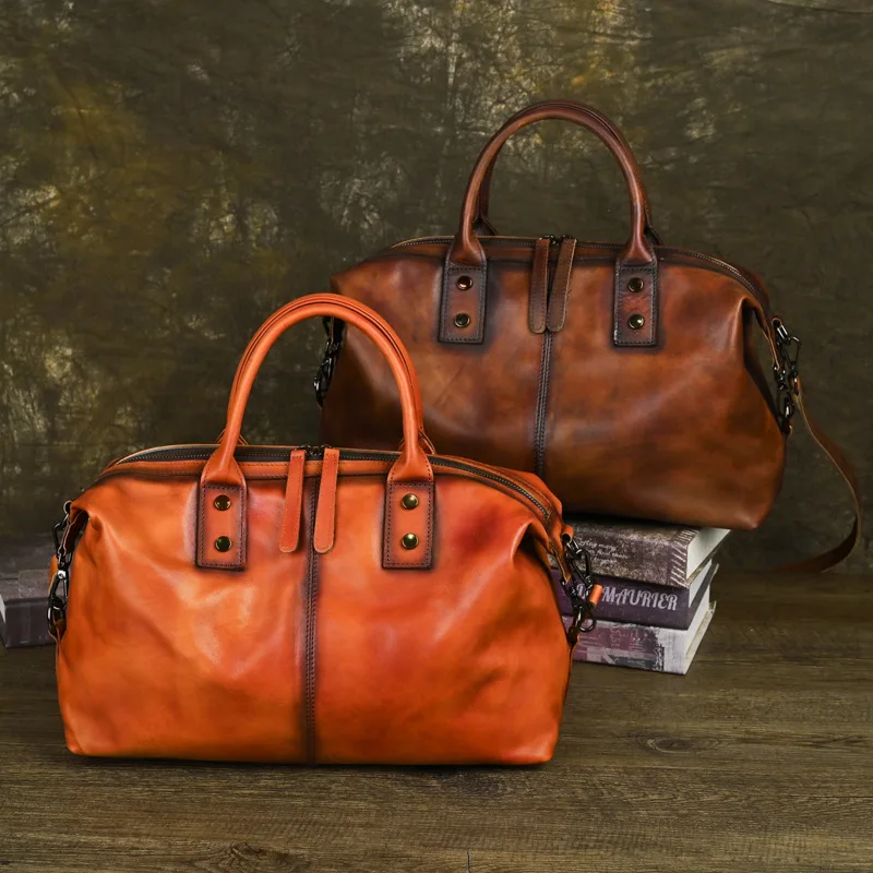 

Johnature 2025 New Genuine Leather Handbag Retro Solid Color Large Capacity Women's Bag Versatile Shoulder Crossbody Bags