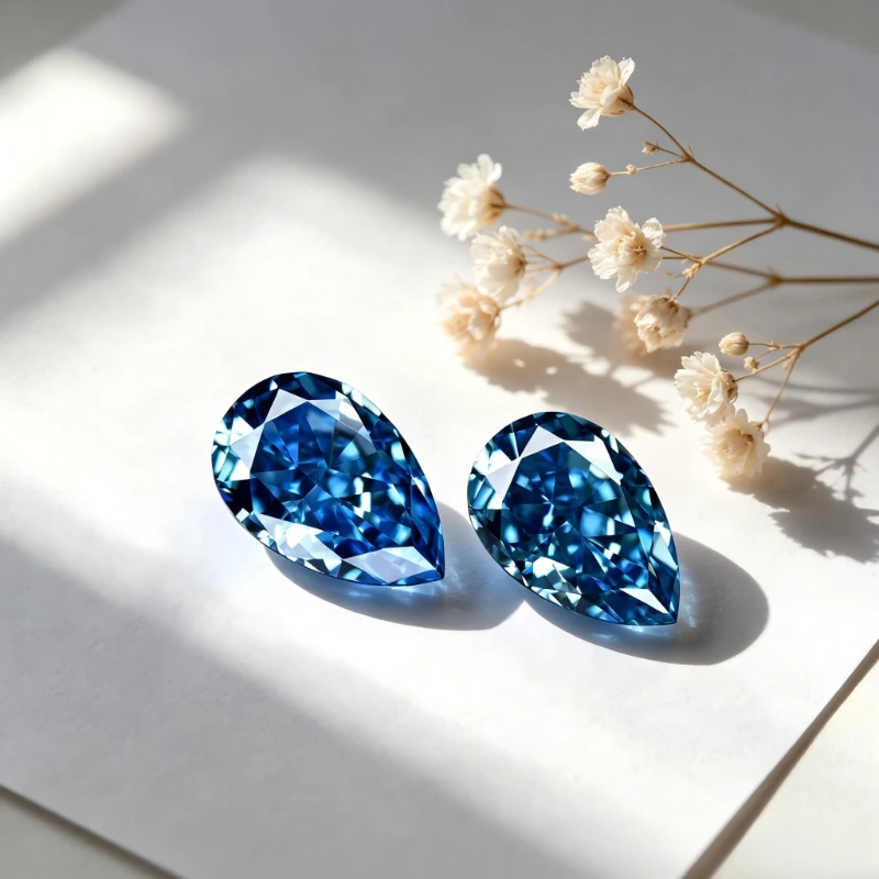 Kubischer Zirkonia Birnenform Künstlicher Zirkon Aquamarin-Farbe 5A+ Qualität CZ 4K-Schliff Crushed Ice Cut Hochkarätiger Diamant – Detail 4