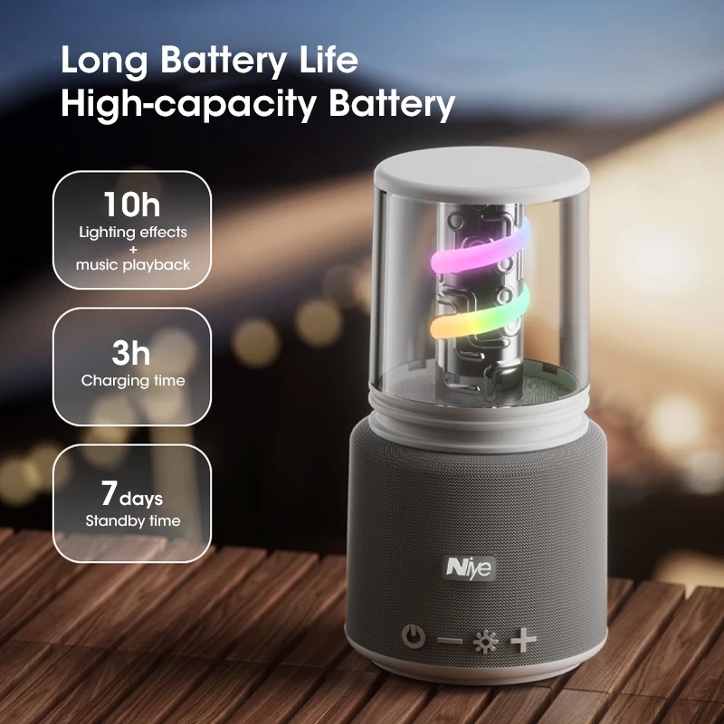 

Портативная беспроводная колонка Niye Z5202 для улицы с Bluetooth 5.3, водонепроницаемая, для спорта и с мощными басами, IPX5, для путешествий