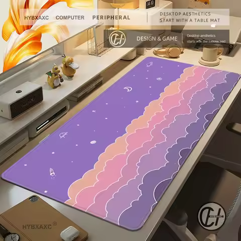 Japan Color Art Deskmat Clouds Gaming Mousepad Black Carpet Large Laptop Kawaii Computer Offices Mouse Pad 100x50cm Purple Mats