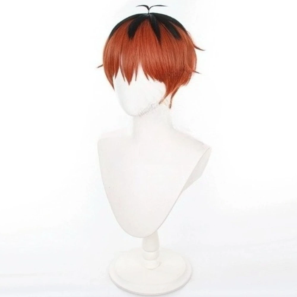 Parrucca cosplay Anime Stark 30 cm Marrone Rosso Nero Capelli corti Parrucche sintetiche resistenti al calore per feste