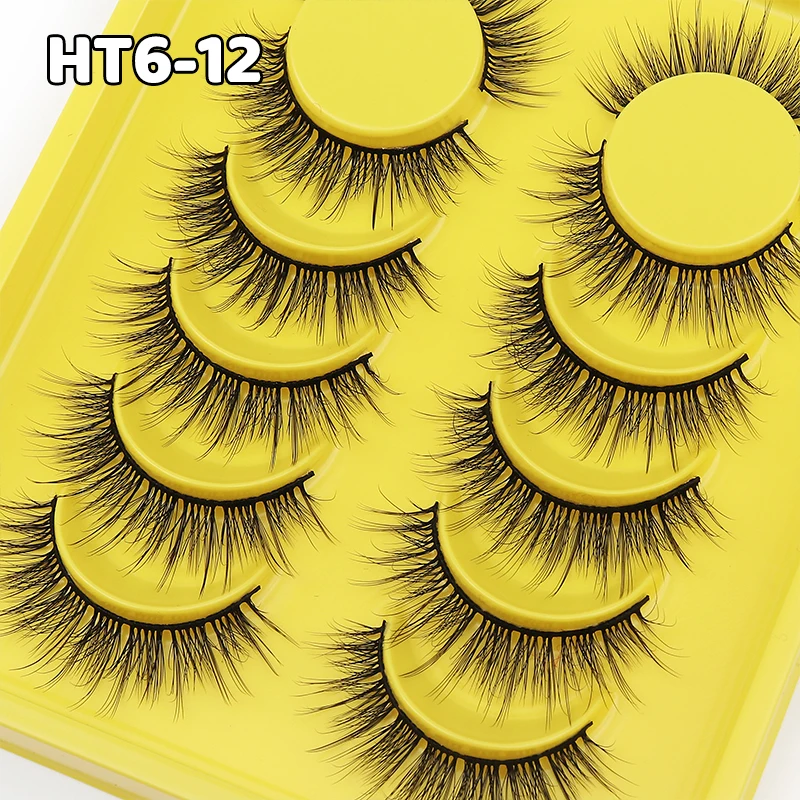 DINGSEN 6 Paar 3D 5D natürliche Wimpern farbige braune Wimpern Volumenwimpern Frau Make-up falsche Wimpernverlängerung – Detail 15