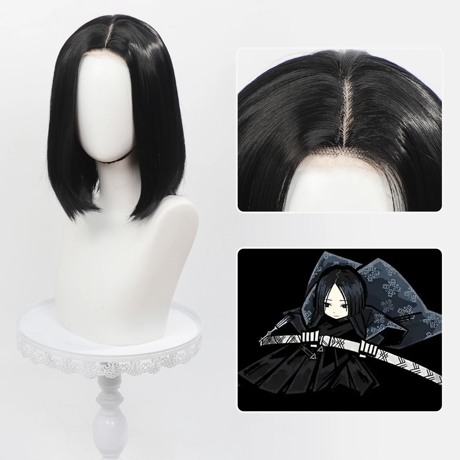 アニメリムバスカンパニーリョウシュウコスプレウィッグ黒鎖骨長 - Anime Cosplay Real のレビューと価格