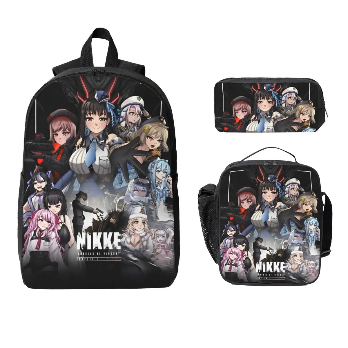 

Goddess Of Victory: Nikke DORO Doll Kids Backpack Lunch Box Pen Bags for Boys Girls Backpacks Lightweight School bag Bookbag Set