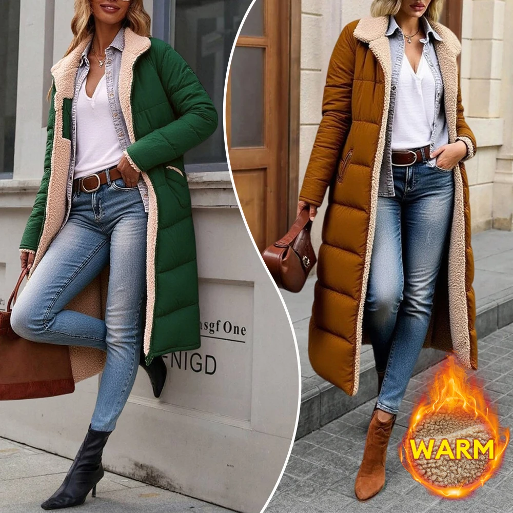 

2025 Winter Fashion Coats Women's Cozy Plain Long Sleeve Jacket For Women Hooded Fleece Lining Side Pockets Casual Clothes Wear