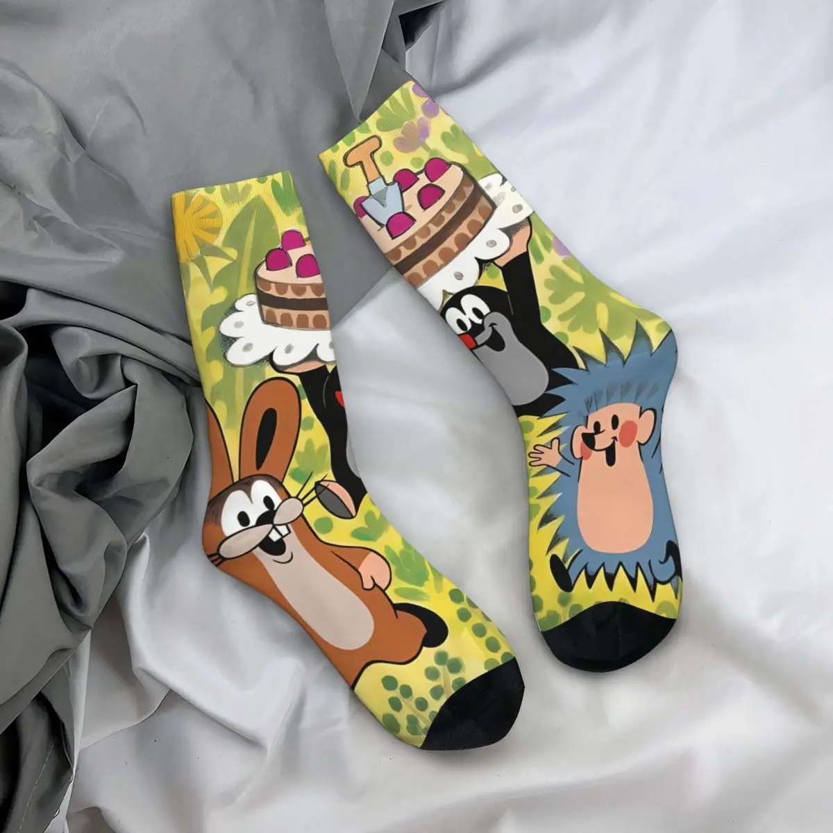 Funny Happy Sock for Men Krtek Harajuku The Little Mole Quality Pattern Printed Crew Sock Casual Gift