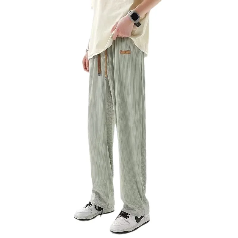 

Ice Silk Senior Drape Pants Summer Hong Kong Style Trend Wide-legged Sports Pants Loose Casual Comfortable Pants Work Homewear