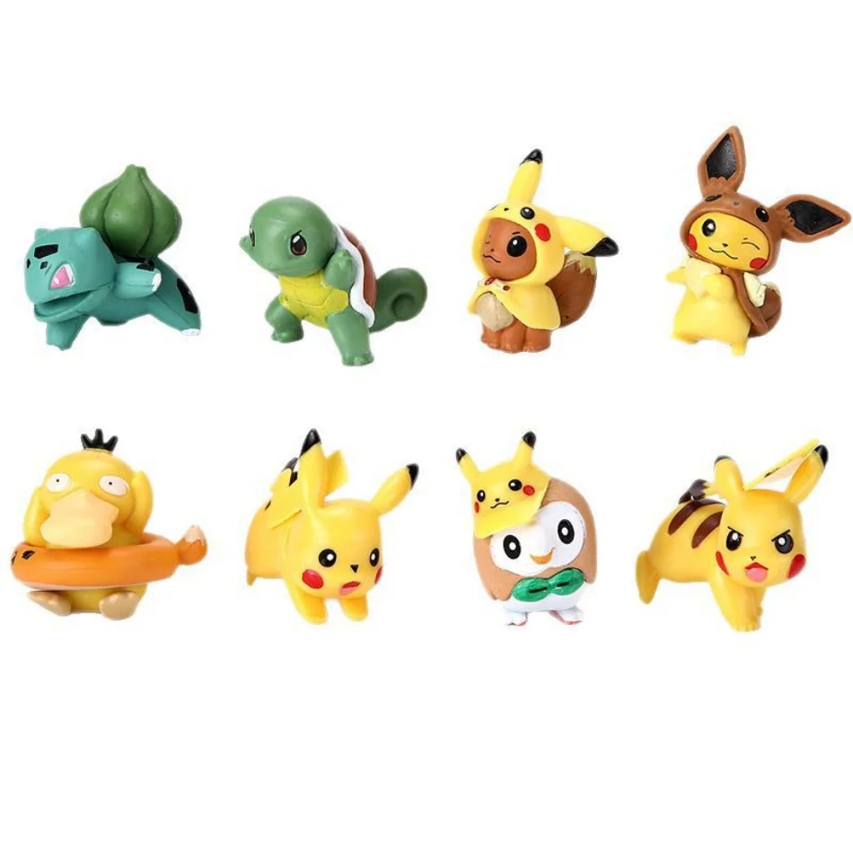 8PCS Pokemon Different Style Anime Figure Pikachu 2-3CM Action Model Not Repeating Mini Model Doll Toy Kids Christmas Gift