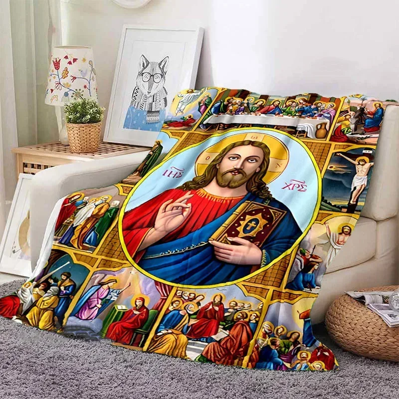 Jesus Faith Theme Flannel Throw Blanket Pretty Kids Warm Blanket Soft Comfortable Home Travel Blanket Birthday Gift Kids Adults