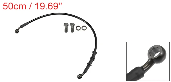 Motoforti 90 cm Motorrad geflochtener hydraulischer Bremsleitung Ölschlauch Schwarz Armeegrün 1 Set – Detail 9