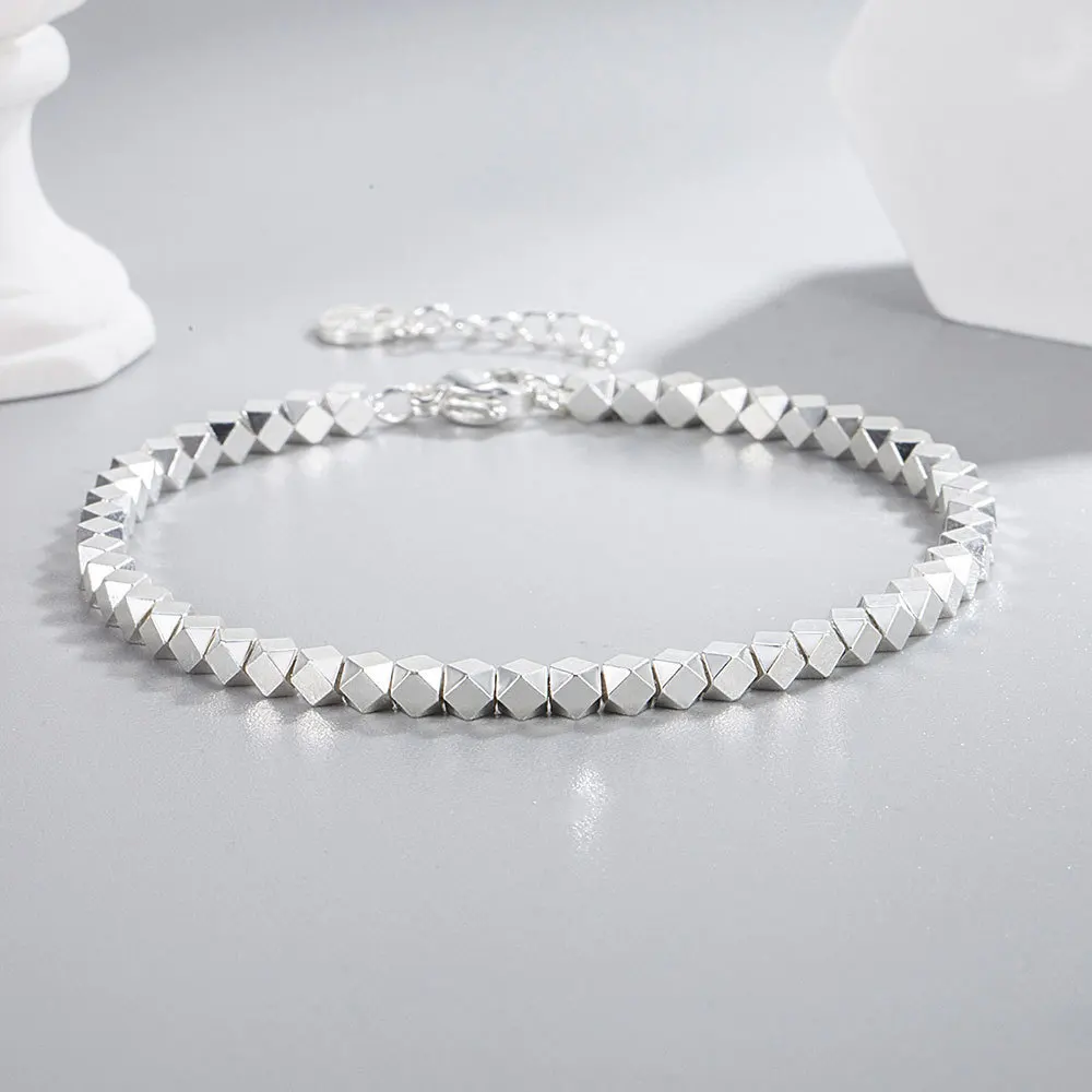 925 Sterling Silver Geometry Bead Friendship Bracelets For Women Wedding Luxury Jewelry Wholesale Money 925 Free Delivery