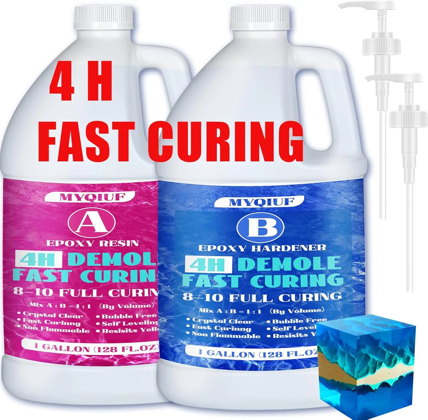 Epoxy Resin - Fast Cure Epoxy Resin, 2 Gallon 4 Hours Demold 8-10 Hours Casting Resin Crystal Clear For Diy Molds Wood Jewelry