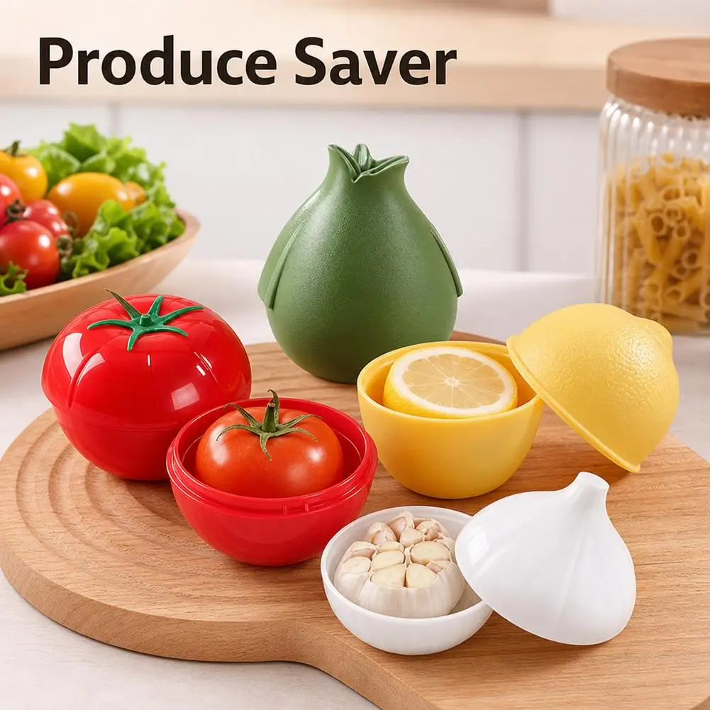 Plastic Food Storage Box Garlic Tomato Lemon Shaped Freezer Safe, Flip Top, Hand Wash, Durable Plastic Storage Containers