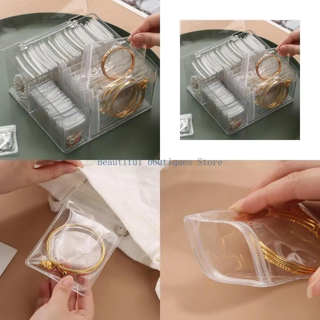 

U4LF Storage Box Sealing PVC Bags Clear Jewelry Earrings Storage Bags