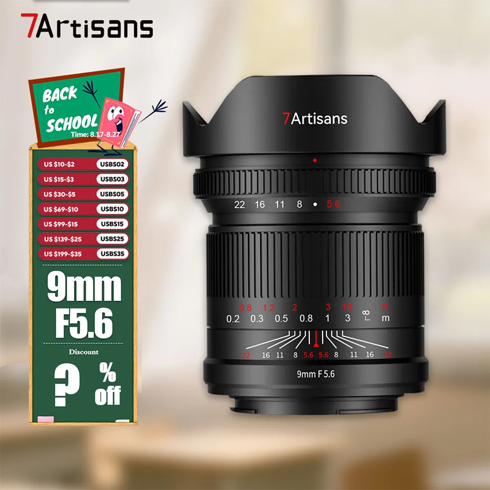 

7artisans 9мм F5.6 ASPH. Полнокадровый объектив с ND-фильтром для фотосъемки людей с креплением Sony E A7RIII Nikon Z Canon RF L