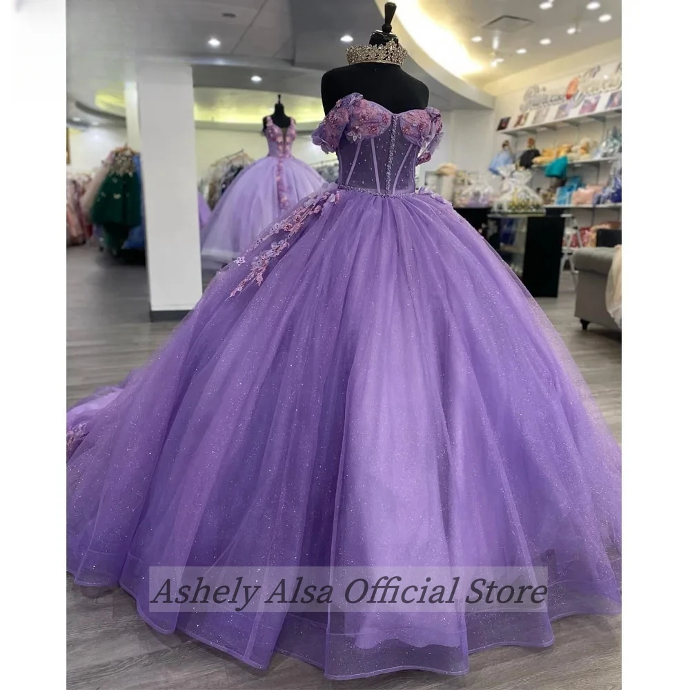 Gaun Prom wanita ungu muda kustom gaun pesta ulang tahun berlipat Applique Arab Saudi pakaian gaun pesta ulang tahun Vestido De vx Anos Quinceanera