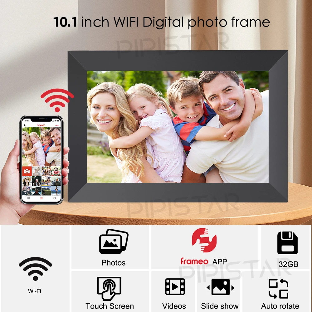 

10.1-inch WiFi photo frame 32GB smart digital photo frame, equipped with a 1280 * 800 IPS high-definition touch screen