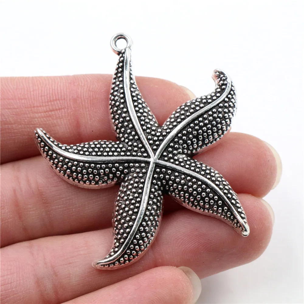 3pcs 49x42mm Antique Silver Plated Starfish Handmade Charms Pendant DIY Jewelry Making Accessories for bracelet necklace
