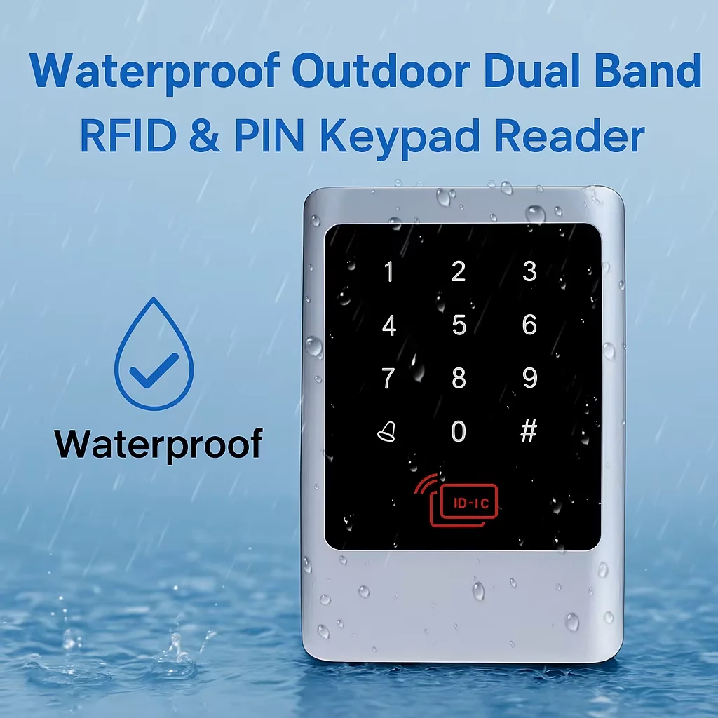12-24V Ip68 Waterproof Dual Band Rfid & Pin Access Control Reader 125Khz Id 13.56Mhz Touch Keypad Wiegand 26–34Bit Metal Door
