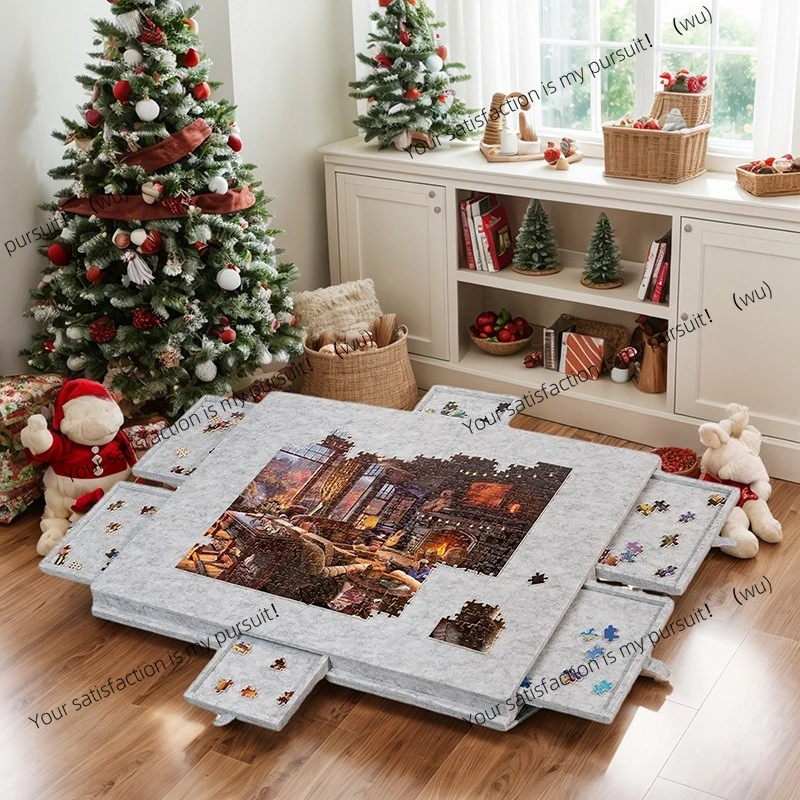 

Puzzle table board. With stand cover, 6 drawers folded and portable, felt puzzle sorting pad.