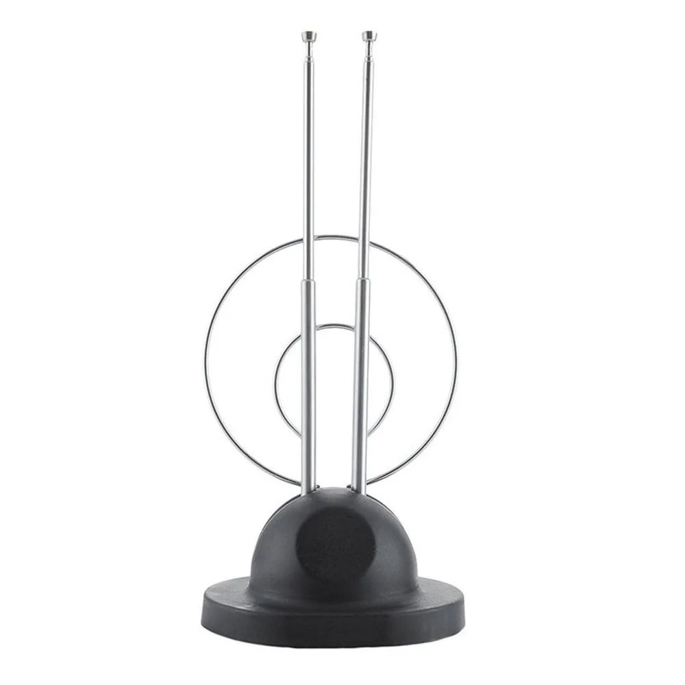 Antena universal con oreja de conejo para TV en color, UHF, VHF, HDTV, recibe señales HDTV con función de zoom