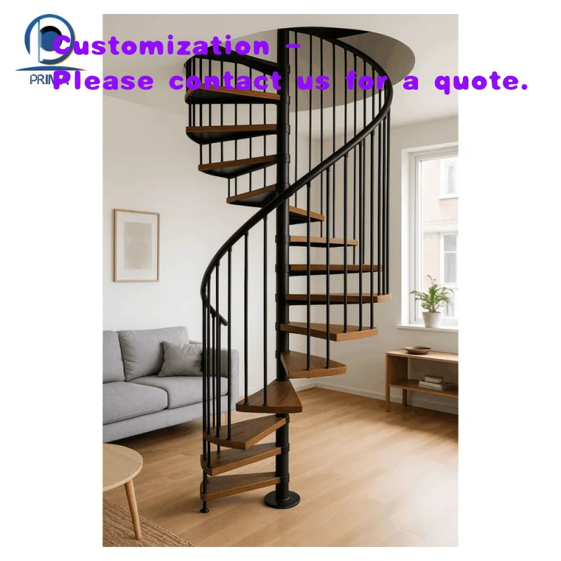 custom.Foshan Factory Price Modern Rotating Design Staircase Solid Wood Treads Carbon Fabricated Loft Staircase