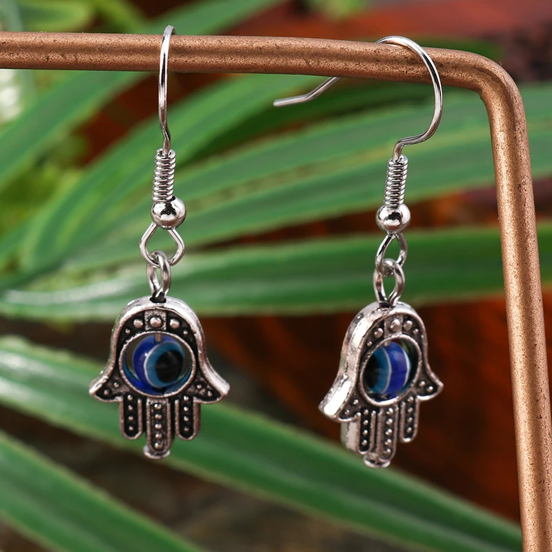 Bohemian Evil Eye Hamsa Hand-Tropfen-Ohrringe für Frauen, Mädchen, Party, Urlaub, Schmuck, Dekoration – Detail 4