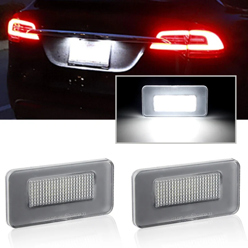 2pcs White LED License Number Plate Light Lamps Car Assembly OEM#: 103434100A for Tesla Model S 2017-2023, Model X 2016-up