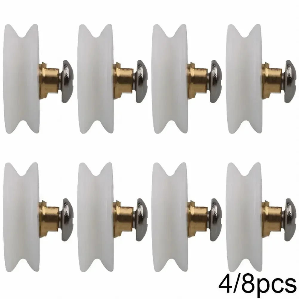 4/8pcs Shower Door Rollers / Runners / Wheels Grooved 22mm Diameter Shower Sliding Door Wheel Runner Pulley Shower Parts