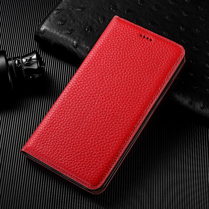 

Litchi Grain Genuine Leather Phone Case Suitable ForSamsung Galaxy Note 8 9 10 Plus Note20 Ultra Phone Flip Magnetic Cover