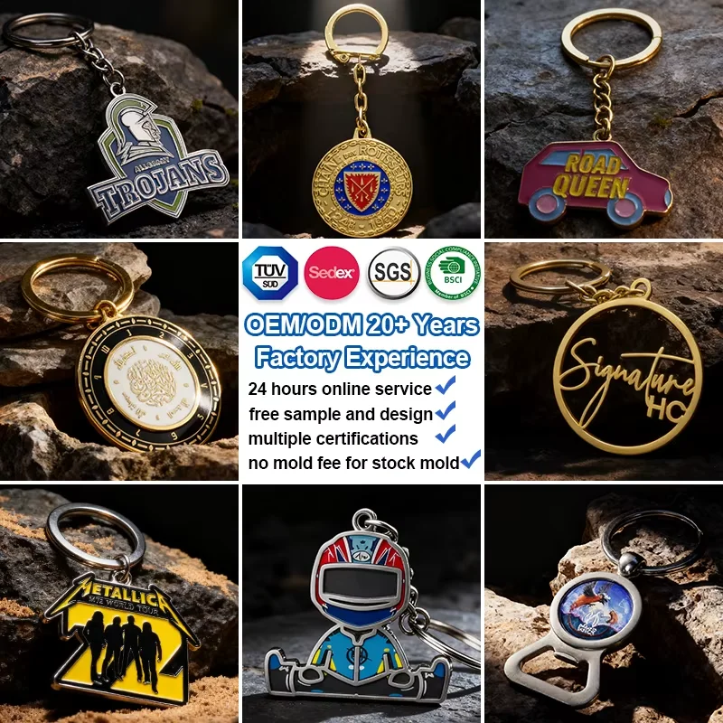 New Car Leather Metal Keychain Customizable LOGO Zinc Alloy Balloon Style Rectangle Shape Lightweight Waterproof Promotional