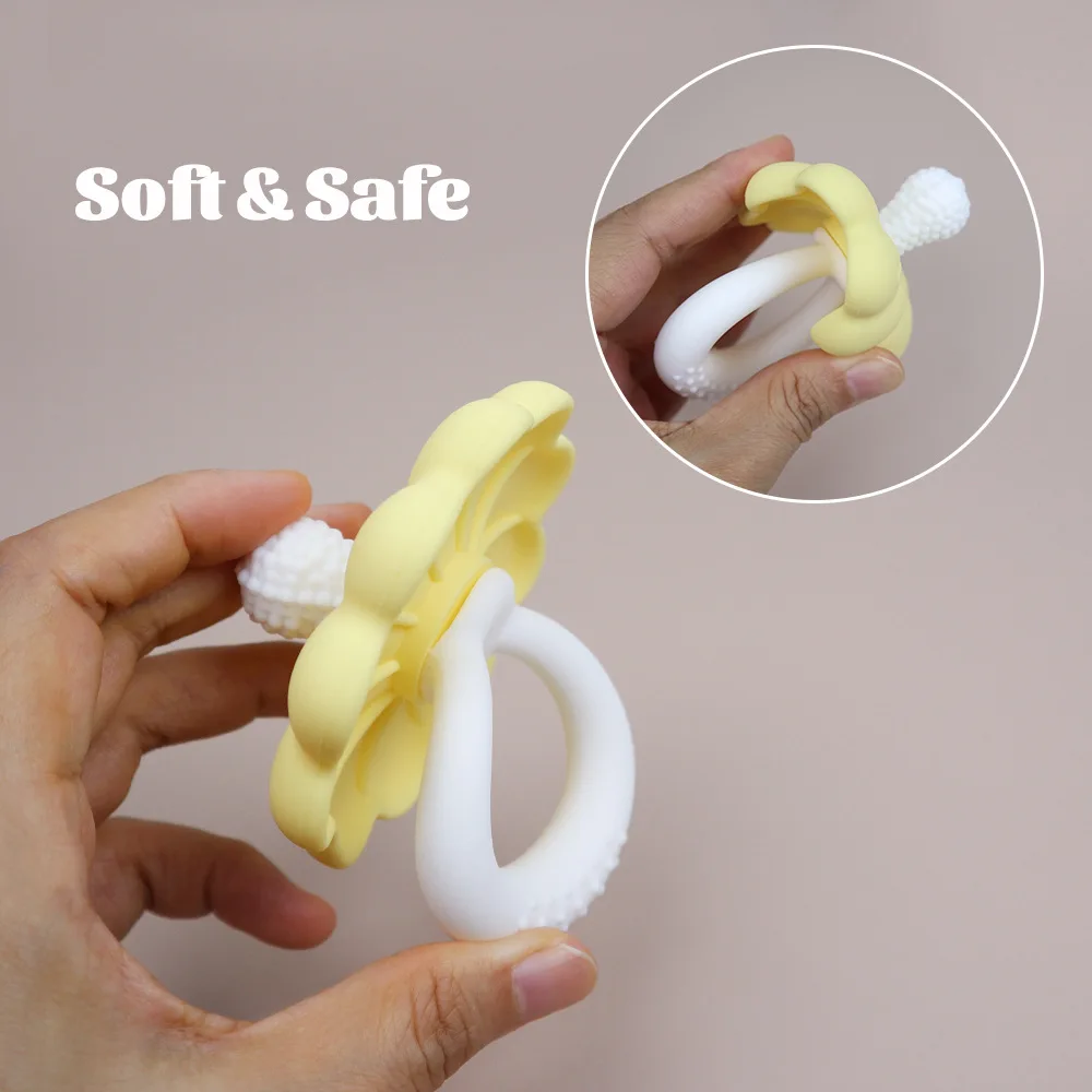2026 Bestseller Baby Blumenförmiger Beißring Silikon-Schnuller Beißspielzeug Große Größe BPA-freies Baby-Beißspielzeug – Detail 12