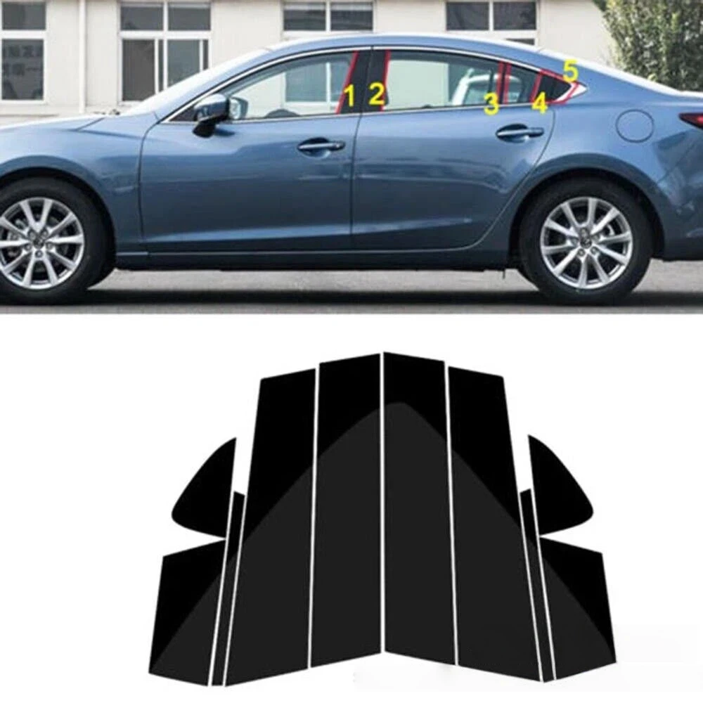 

For Mazda 6 Ruiyi Atenza 2002-2022 10PCS Window Trim Covers Center Film Column B C Pillar Posts Sticker Car Accessories