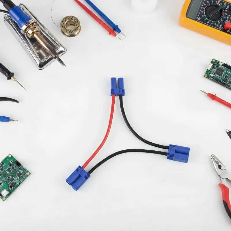 Specialized EC5 Parallel Battery Connector Cable - 12AWG Silicone Y / O Double Extension for Rc Plays