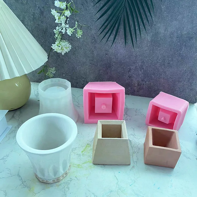 Geometric Polygon Flower Pot Silicone Mold Mixed Mud DIY Earth Gypsum Succulent Flower Pot Mold Cement Flower Pot Mold