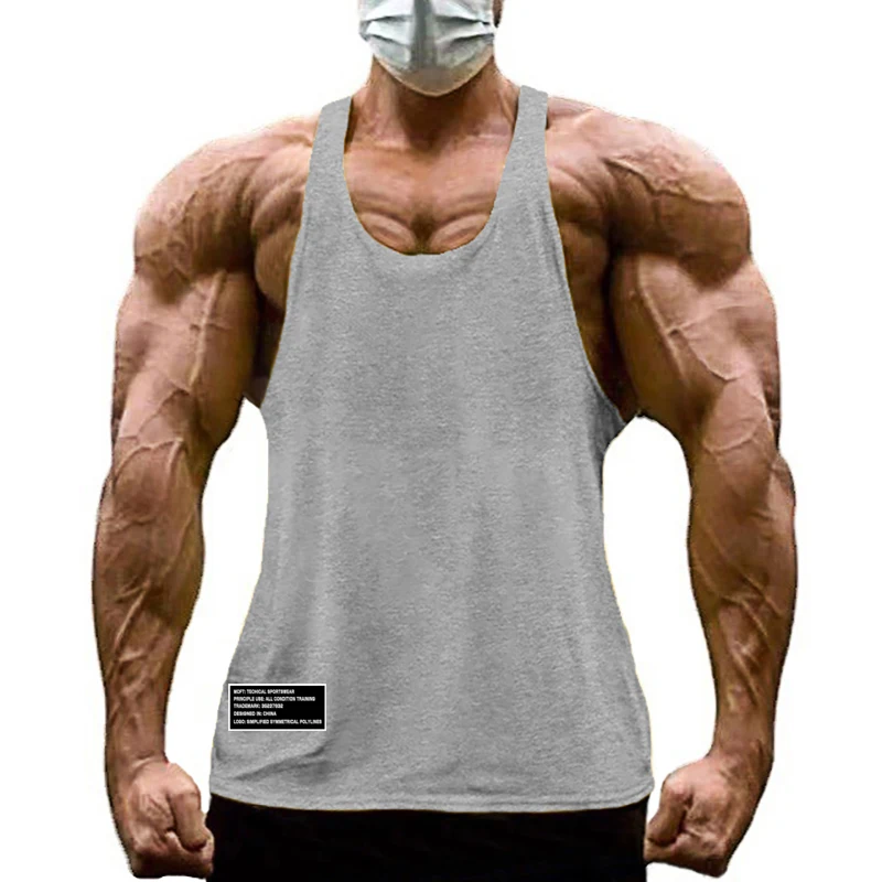 Summer Cotton Breathable Sleeveless Y-back T-Shirs Mens Fitness Sport Workout Muscle Vests Gym Bodybuilding Stringer Tank Tops
