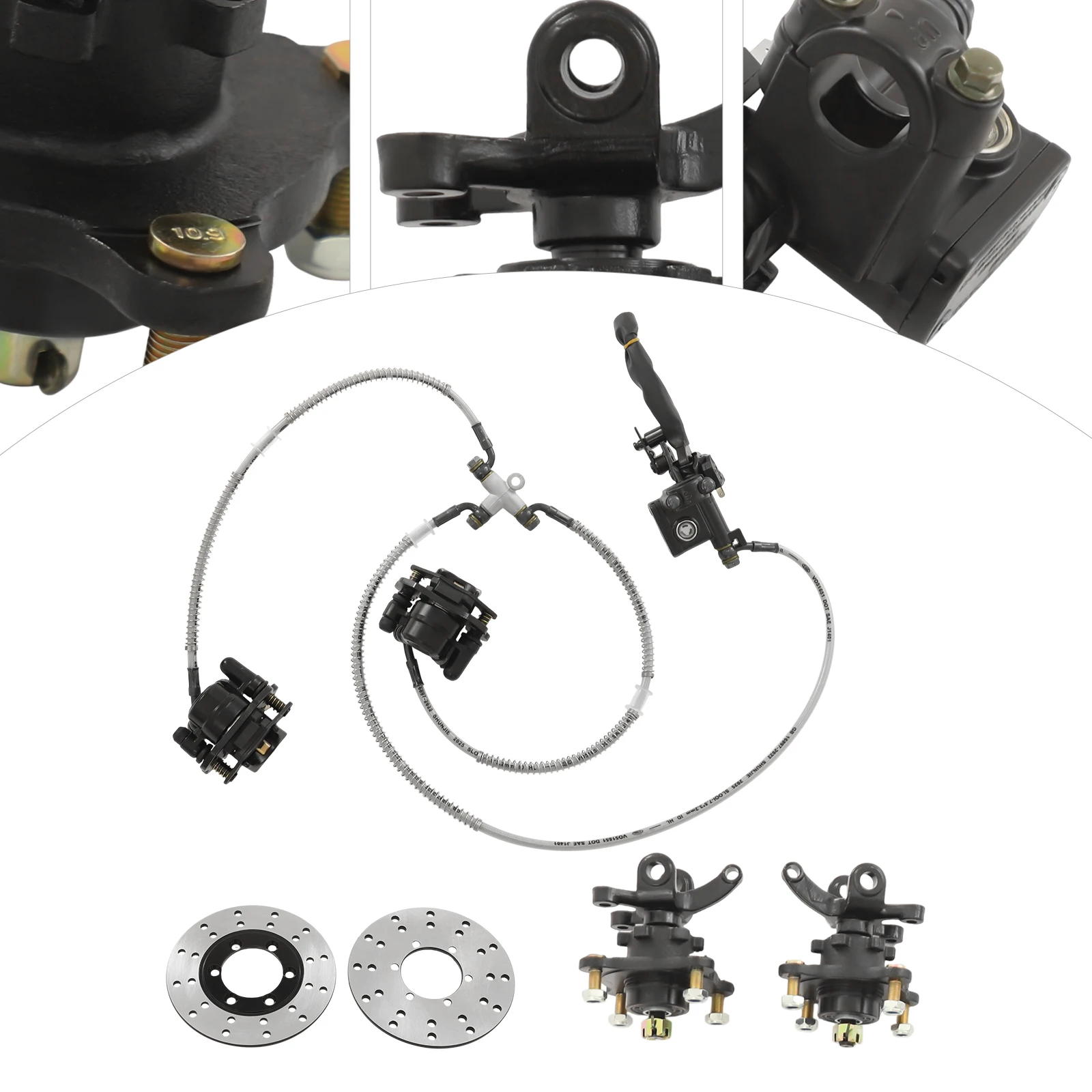 Gruppo snodo sterzo anteriore in acciaio ad alta resistenza con pinza freno e rotore per veicoli fuoristrada ATV UTV 125-250cc