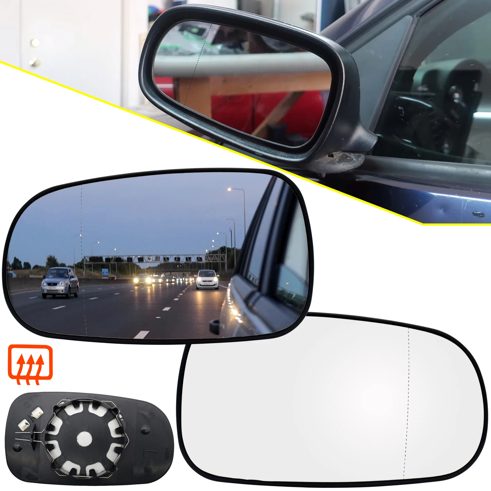 For Saab 9-5 9-3 YS3F YS3E 2002 - 2012 Left Right Door Side Wing Mirror Glass Heated With Base Blind Spot Back Plate Spring Clip