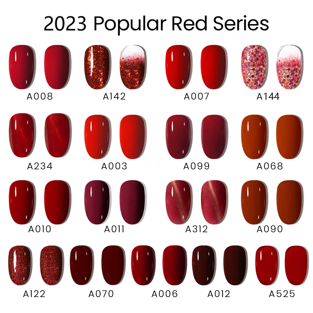 MAYCHAO 7.3ML Red Series żelowy lakier do paznokci Soak Off żel do paznokci UV Led podkład Top Coat lakier do paznokci na prezent dla dziewczyny Nail Art