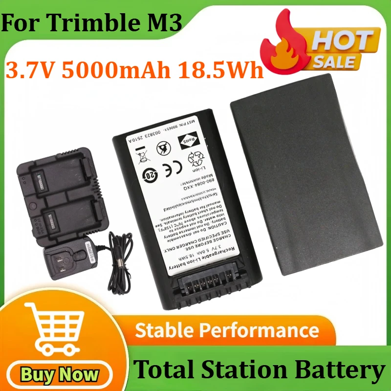 

New 890-0084-XXQ 3.7V 5000mAh 18.5Wh Battery for Trimble M3 DR2 DR3 DR Nomad Total Station Bateria M3 Dual Charging Charger