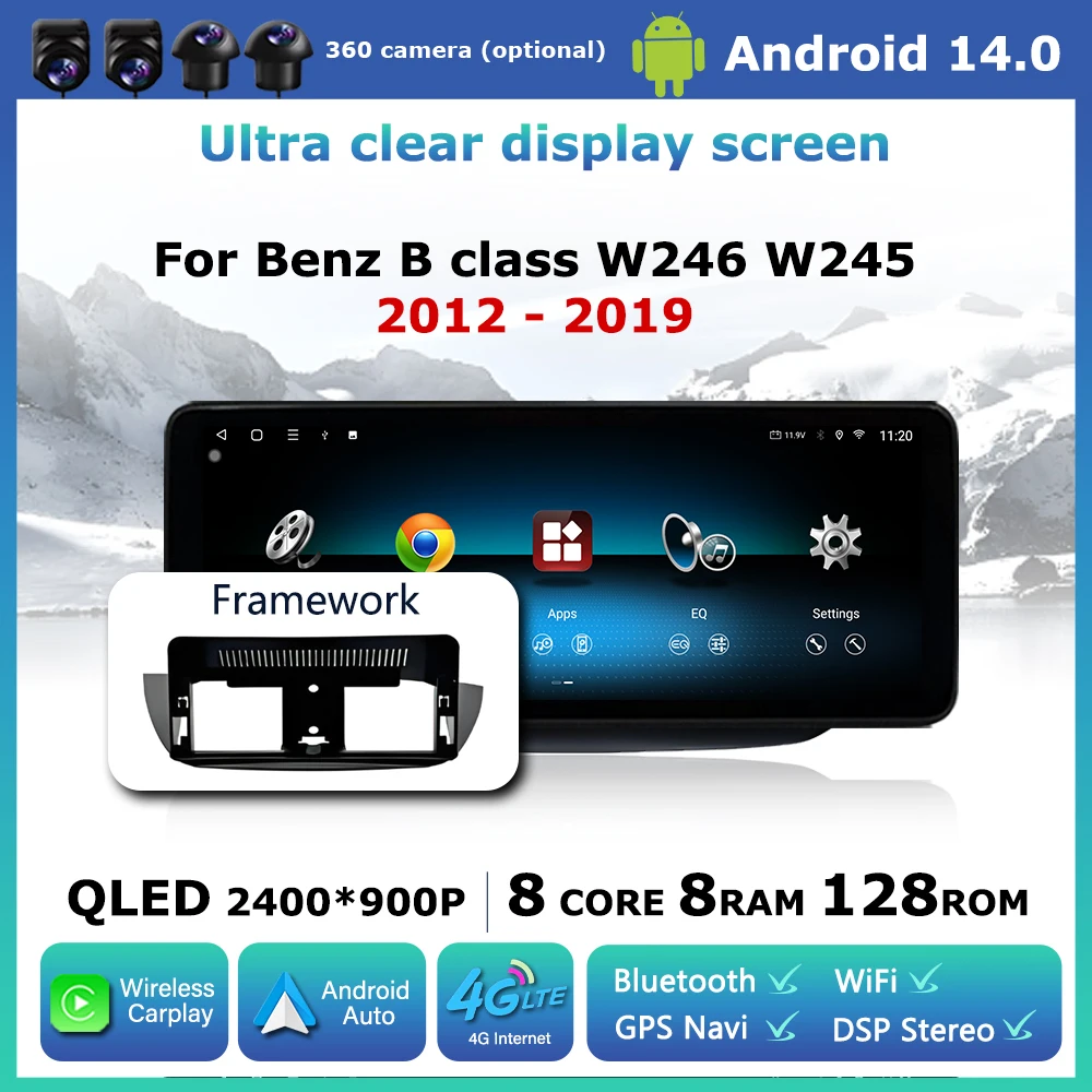 

Wireless Carplay Android Auto Car Multimedia Radio Touch Screen for Mercedes Benz B class W246 W245 2012 - 2019 GPS Navi WiFi 4G