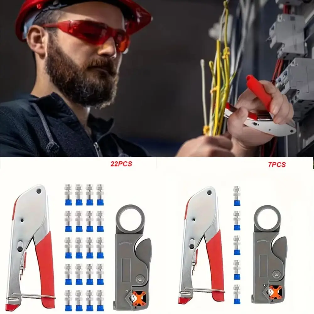 

Carbon Steel Coax Cable Crimper Wear-Resistant Multifunctional Wire Stripper Tools Set Coaxial Compression Coax Cable Extend