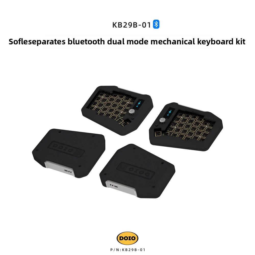DOIO KB29B sofle left and right split CNC aluminum lump bluetooth mechanical keyboard full key hot swap ergonomic design custom
