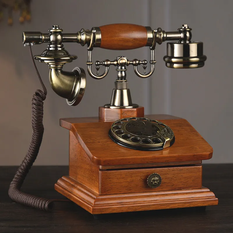 Retro Corded Rotary Telephone With Electronic Ringtone, 1 Drawer, Classic Style Dial Telephone For Home And Office Decoration
