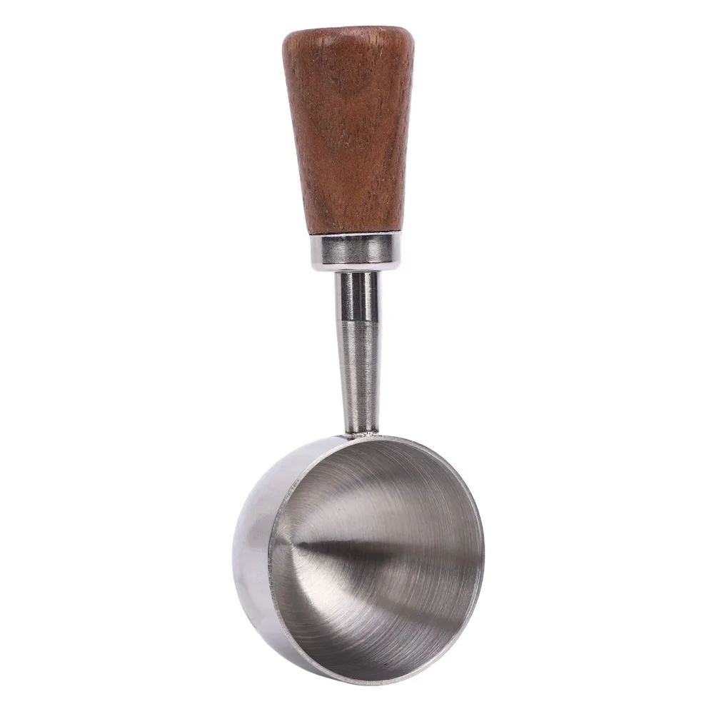 304 Stainless Steel Coffee Measuring Spoon 15/30ML Capacity Short Wooden Handle Kitchen Utensil Spoon Silver Color