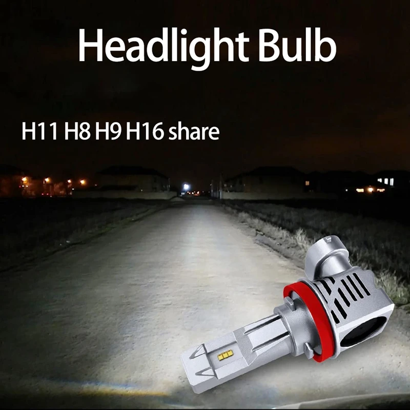 H11 H8 H9 H16 LED Headlight Bulbs 12000Lm Per Set 6500K Cool White Wireless Headlight LED Bulb Pack Of 2