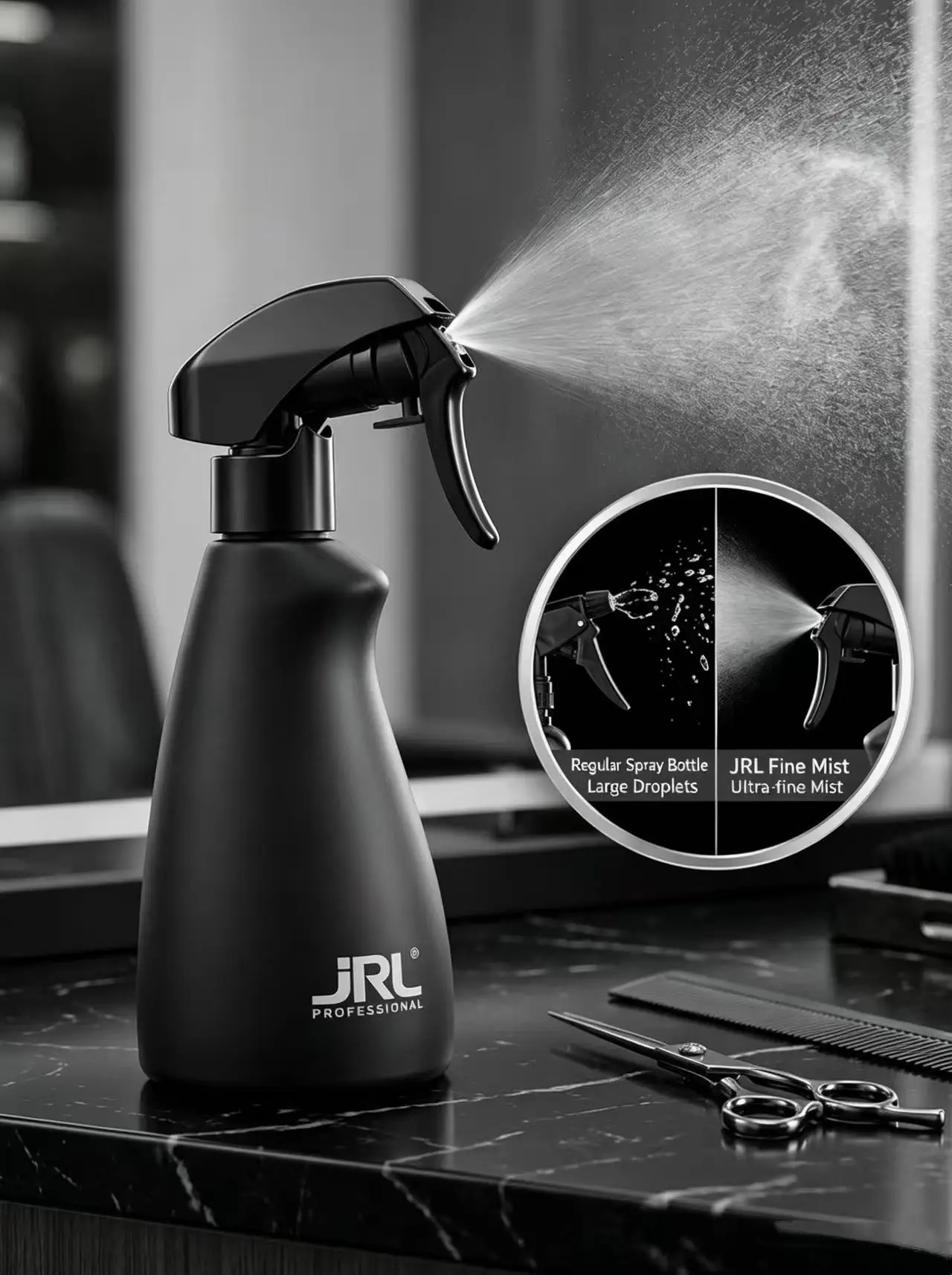 JRL Barber Spray Bottle Continuous Fine Mist Water Sprayer Salon Hairdressing Empty Refillable Hair Stylist Tool