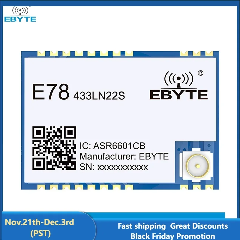 ASR6601 LoRa SoC RF Module 433MHz EBYTE E78-433LN22S(6601) 22dBm 5.5KM LoRaWan Node Module IPEX/Stamp Hole Low Power Consumption