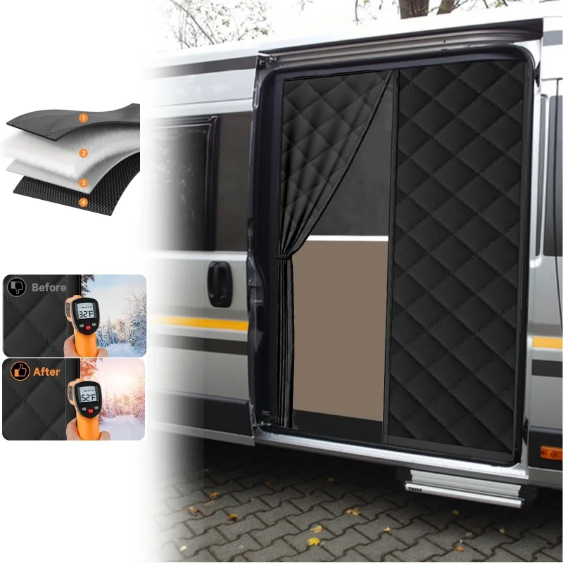 RV Sliding Door Curtain Magnetic Thermal Insulated Door Blanket For Fiat Ducato Peugeot Boxer Citroen Relay 2006+